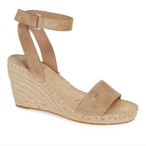 Tory burch Suede logo espadrilles wedge sandals, 8.5